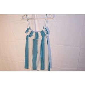 Old Navy ruffle Cami White Blue Vertical Stripe